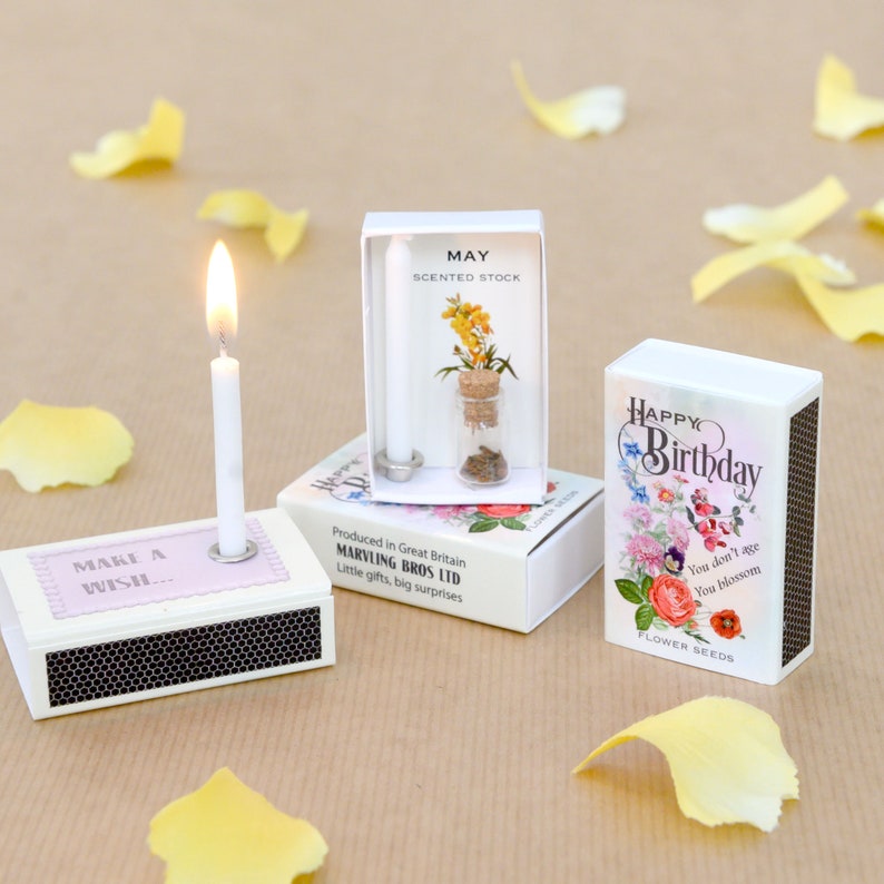 May Birth Flower Seeds In A Matchbox, Birthday Gift For Her, Birthday Card For Her, Stock Birth Flower, Alternative Birthday Card image 1