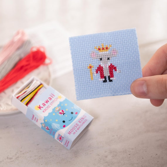 Mini King Mouse Cross Stitch Kit in a Matchbox Mini King Mouse Cross Stitch Kit in a Matchbox