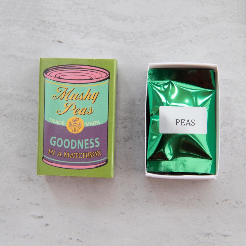 Pop Art Grow Your Own Mushy Peas In A Matchbox Funny Gift Gift For Boyfriend Birthday Gift For Him