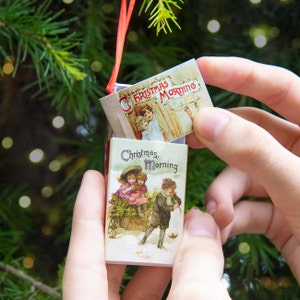 Christmas Tree Decoration 'Christmas Morning' Victorian Poem, Miniature Book, Christmas Ornament, Vintage Christmas