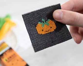 Kawaii Halloween Pumpkin Cross Stitch Kit, Halloween Cross Stitch, Stocking Filler For Her, Secret Santa, Best Friend Gift