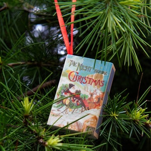 Christmas Tree Decoration 'The Night Before Christmas' Victorian Poem, Miniature Book, Christmas Ornament, Vintage Christmas image 4