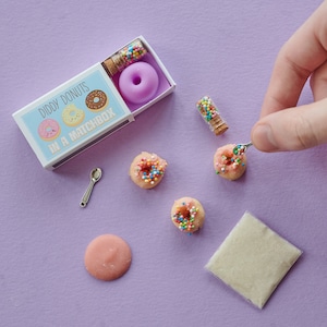 Make Your Own Diddy Donuts In A Matchbox, Miniature Food, Miniature Cooking, Baking Kit, Best Friend Gift, Birthday Gift image 1