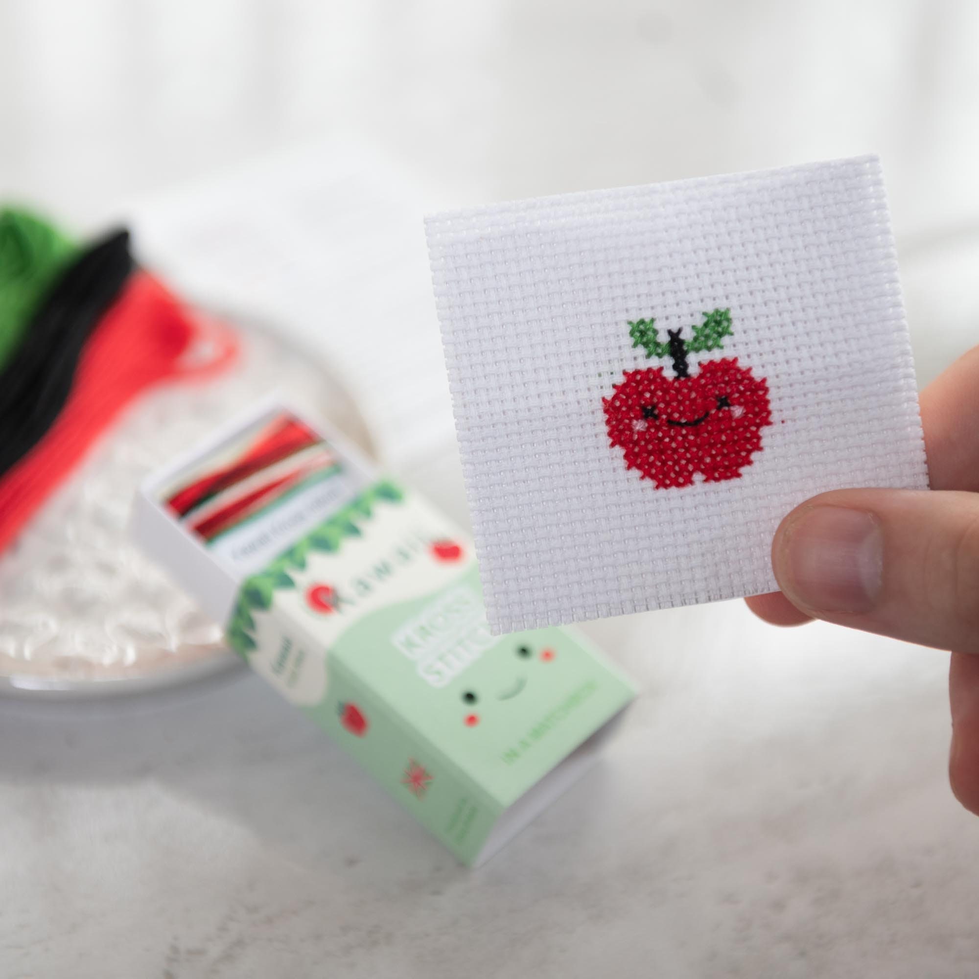 Kawaii Pear Mini Cross Stitch Kit, Kawaii Cross Stitch Kit, Gifts for Kids,  Cute Modern Cross Stitch Kit, Best Friend Gift 