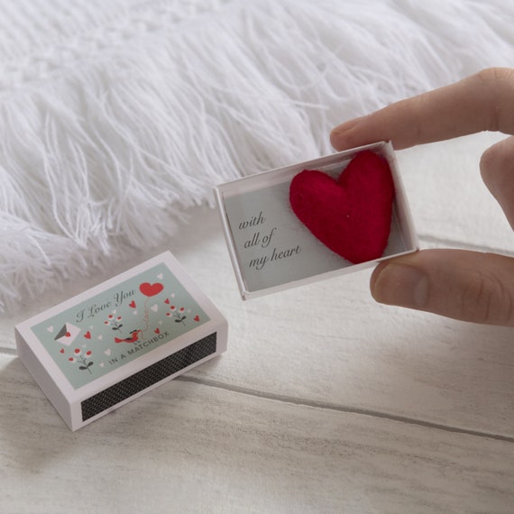 Wool Felt Heart in a Matchbox | I Love You Wool Felt Heart in a Matchbox | I Love You