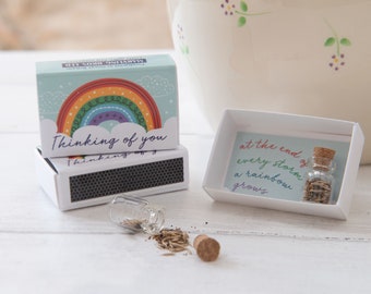 Thinking Of You Rainbow Wildflower Seeds In A Matchbox, Missing You, Thinking Of Uou Gift, Thinking Of You Card, Rainbow Gift