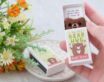 Bear Hug for Dad Wool Felt Animal In A Matchbox, Father's Day Gift, Gift For Dad, Father's Day Card, Happy Father's Day, Dad's Birthday