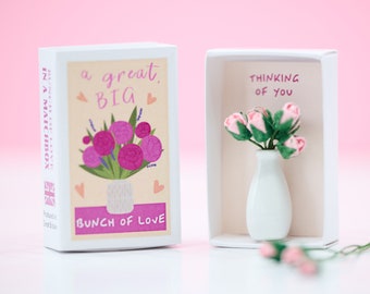 Big Bunch of Love In A Matchbox, Thinking Of You Gift, Bunch Of Flowers, Thinking of You Card, Cheer Up Gift