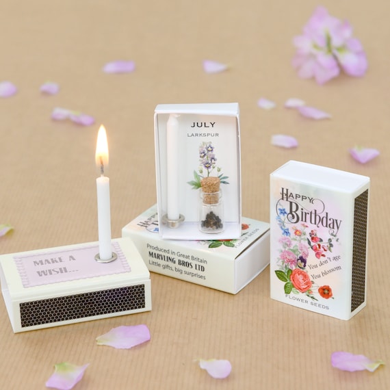 July Birth Flower Seeds In A Matchbox Birthday Gifts For Her Etsy