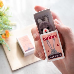 Some Bunny Loves You Wool Felt Rabbit In A Matchbox, Anniversary Card, Anniversary Gift, Best Friend Gift, Valentine's Card