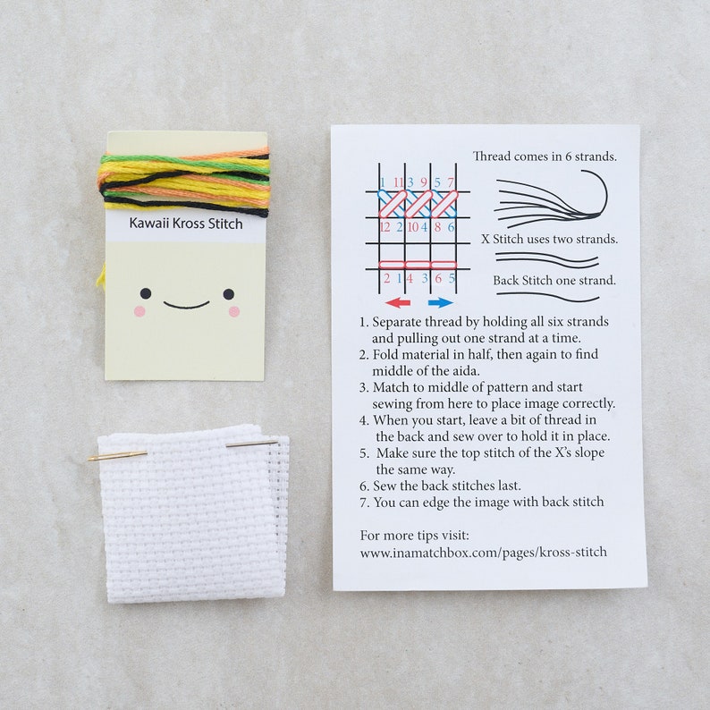 Kawaii Pineapple Cross Stitch Kit In A Matchbox, Modern Cross Stitch, Gift For Her, Pineapple Gift, Best Friend Gift image 6