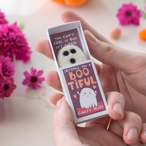 Sending You A Ghost Hug In A Matchbox, Wool Felt Ghost Gift, Best Friend Gift, Distant Friend Gift