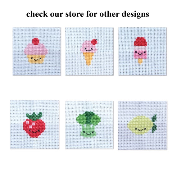 Kawaii Pear Mini Cross Stitch Kit, Kawaii Cross Stitch Kit, Gifts for Kids,  Cute Modern Cross Stitch Kit, Best Friend Gift 