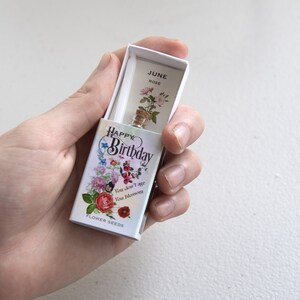 June Birth Flower Seeds In A Matchbox, Birthday Gifts For Her, Birthday Card For Her, Rose Birth Flower image 2