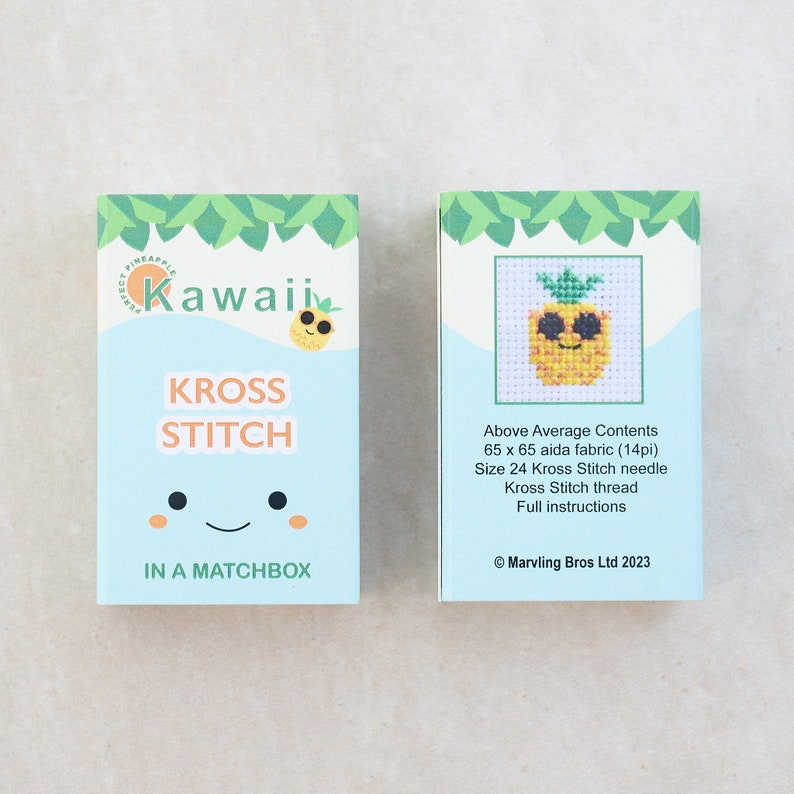 Kawaii Pineapple Cross Stitch Kit In A Matchbox, Modern Cross Stitch, Gift For Her, Pineapple Gift, Best Friend Gift image 7