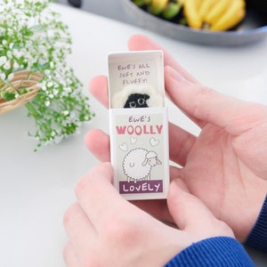 Ewes Woolly Lovely Wool Felt Sheep In A Matchbox, Best Friend Gift, Cute Sheep Gift