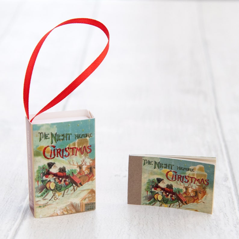 Christmas Tree Decoration 'The Night Before Christmas' Victorian Poem, Miniature Book, Christmas Ornament, Vintage Christmas image 2