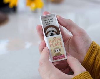 My Happy Place Wool Felt Sloth In A Matchbox, Best Friend Gift, Best Friend Keepsake, Sloth Gift