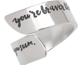 7mm Edelstahl Damen Inspiration Ring - You're Braver Than You Believe... Motivationsschmuck & Geschenke