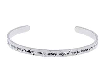 Inspirational Bracelet- Love Is Patient, Love Is Kind 1 Corinthians 13:4 Inspirational Daily Reminder Bracelets, Christian & Religious Gifts