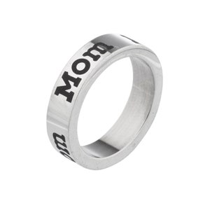 High Polished Stainless Steel Mom Ring Mother&#39;s Day Gifts, Mothers Ring