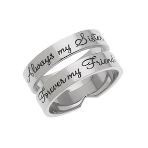 High Polished Stainless Steel Always Sisters Forever Friends Spiral Stackable  Sister Soul Sister Ring and Gifts