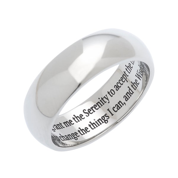 High Polished Stainless Steel God Grant Me The Serenity...Serenity Prayer Ring & Jewelry, Inspirational Sobriety  Recovery Ring