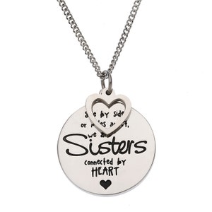 Side By Side or Miles Apart, We Are Sisters Connected By Heart Sister Necklace, Sister Necklaces for Women, Sister Giffts