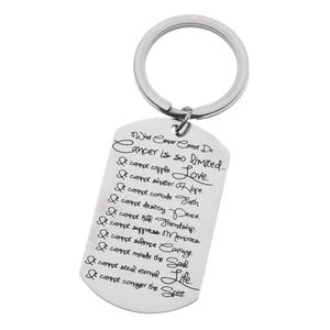 Inspirational Keyring What Cancer Cannot Do.... Cancer Awareness Survivor Daily Reminder Keychain and Gifts
