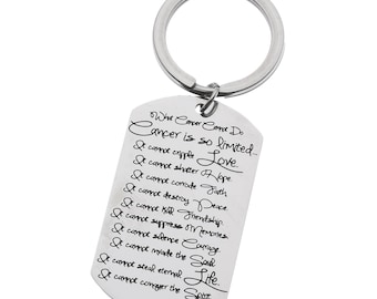 Inspirational Keyring What Cancer Cannot Do.... Cancer Awareness Survivor Daily Reminder Keychain and Gifts