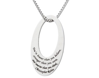 Du bist mutiger als du glaubst, stärker als du scheinst... Inspirierender Anhänger Halskette & Geschenke für Frauen