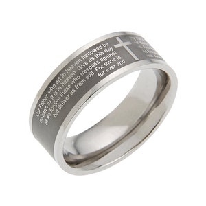 7mm Stainless Steel Women&#39;s Men&#39;s Ring - The Lord&#39;s Prayer Christian Religious Ring Fashion Jewelry, Our Father Prayer Ring & Gifts