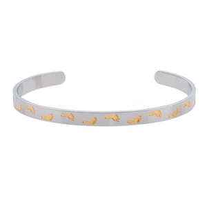 Bangle Bracelets for Women- Reminder Bracelets Two-Tone Footprints in The Sand Inspirational Bracelets & Gifts