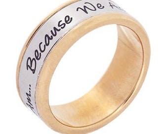 Bague de soeur en or rose en acier inoxydable de 7 mm - Ma sœur je suis parce que nous sommes... Bijoux et cadeaux de sœur pour sœur