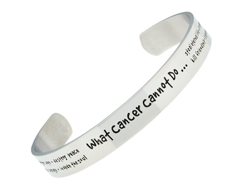 Cancer Awareness Bracelet- High Polished Stainless Steel  What Cancer Cannot Do Recovery Survivor Bracelet Jewelry and Gifts for Women