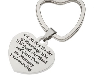 Gifts for Teachers - High Polished Stainless Steel Teacher Heart  Inspirational Teacher's Appreciation Keychain and Gifts