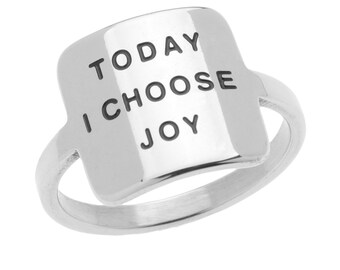 High Polished Stainless Steel "Today I Choose Joy" Inspirational Rings, Inspirational Gifts for Women