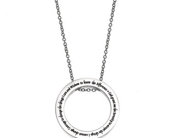 God Grant Me The Serenity to Accept The Things I Cannot Change… The Serenity Prayer Pendant Necklace, Recovery Sobriety Gifts