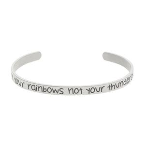 Count Your Rainbows Not Your Thunderstorms Daily Reminder Encouragement Inspirational Bracelet Jewelry and Gifts for Women