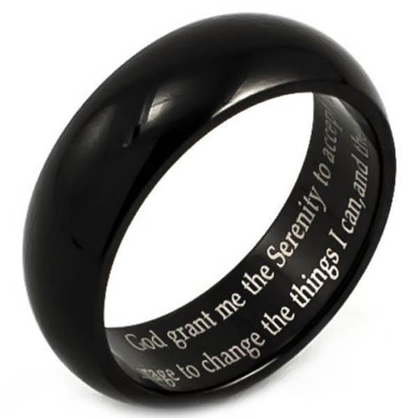 High Polished Stainless Steel God Grant Me The Serenity...Serenity Prayer Ring & Jewelry, Inspirational Sobriety  Recovery Ring