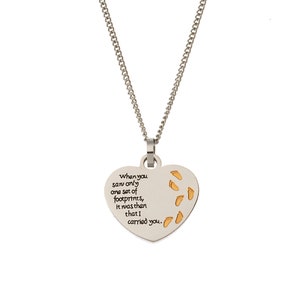 Quand tu n’as vu qu’un seul jeu d’empreintes de pieds, c’est alors que je t’ai porté... Empreintes de pas dans le sable Chrétien Pendentif Collier & Cadeaux
