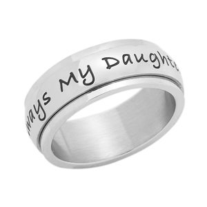 High Polished Stainless Steel "Always My Daughter Forever My Friend" Daughter's Ring & Gifts for Women Spinner Ring
