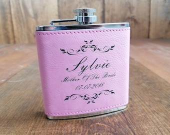 Pink Custom Engraved Bridesmaid Flasks | Personalized Bridesmaid Flasks | Bridesmaid Gifts