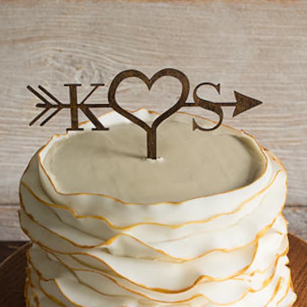 Arrow Wood Wedding Cake Topper | Wedding Cake Topper | Rustic Cake Topper