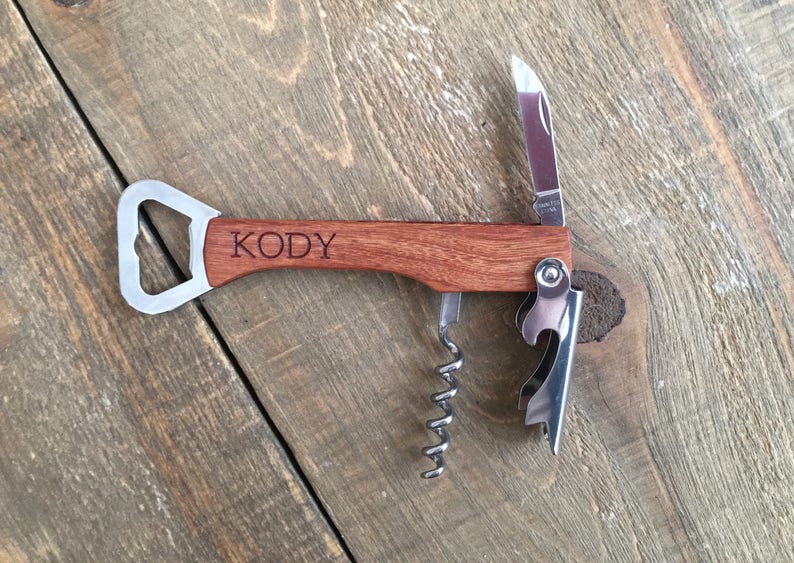 Engraved Wood Personalized Bottle Opener Groomsmen Gifts Custom Corkscrew Custom Bottle Opener Wedding Gift image 7