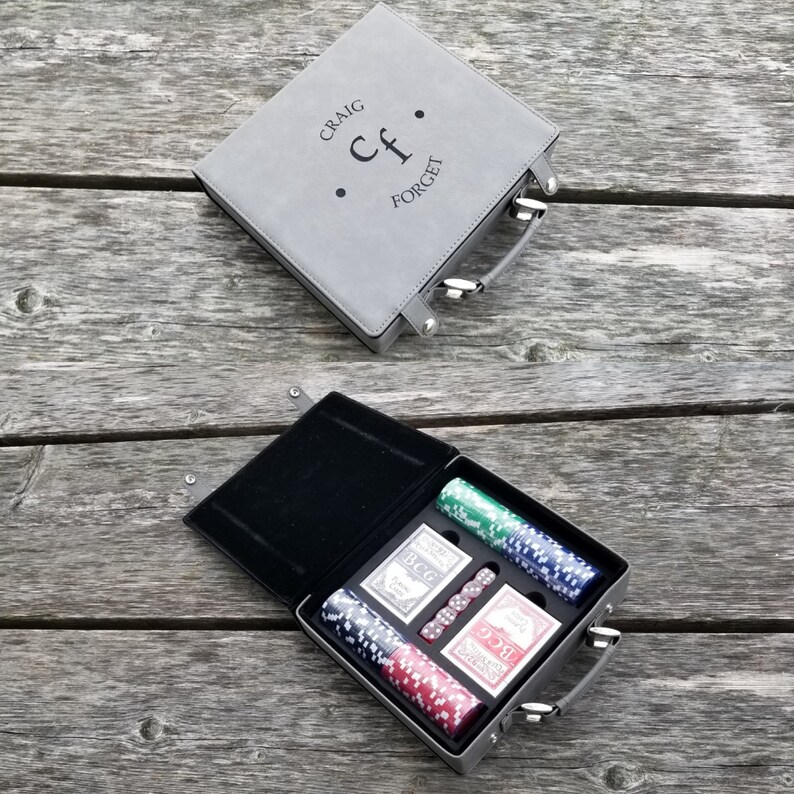 Poker Chips Gift Set Personalized Engraved Leather Poker Set Etsy Canada