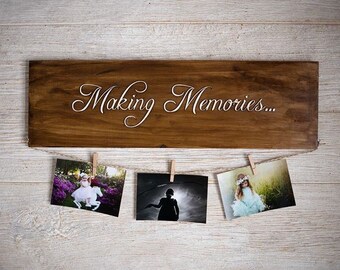 Making Memories Wood Photo Hanger Sign | Photo Hanging Wall Art