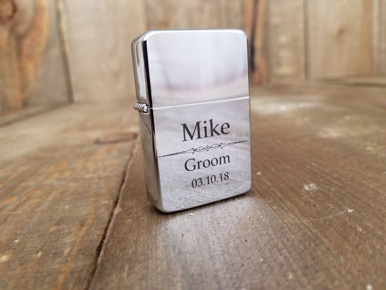 Engraved Groomsmen Lighters Personalized Metallic Lighter Etsy
