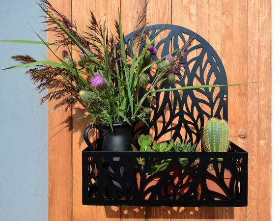 Steel Flower Pot Shelf Plant Stand Exterior And Interior Decoration Black Or White