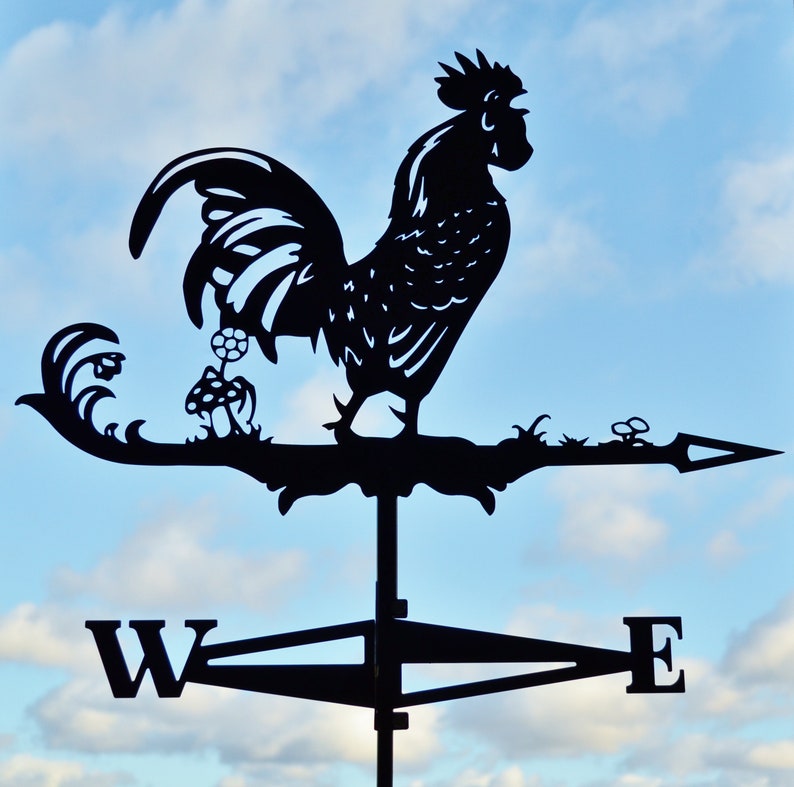 Rooster Chicken Metal Weathervane Roof Mount Wind Decor Etsy